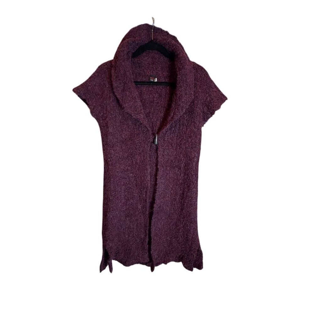Tabask Women's Purple Knit Cardigan Sweater M Short Sleeve Casual
